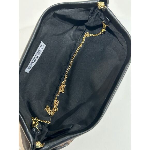 Vintage NWT Great American Leatherworks Black Bronze Leather Clutch Bag Purse - Picture 3 of 9